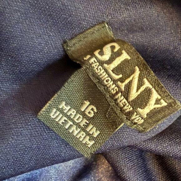 SL Fashions Ombré Satin Bow Sash Gown Navy/Wedgewood Women’s Sz 16 NWT - Picture 9 of 10